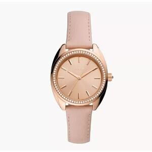 Fossil BQ3773 Vale Solar-Powered Pink Leather Watch